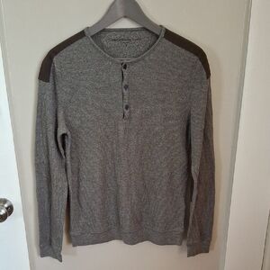 John Varvatos Heathered Gray Henley Shirt_1